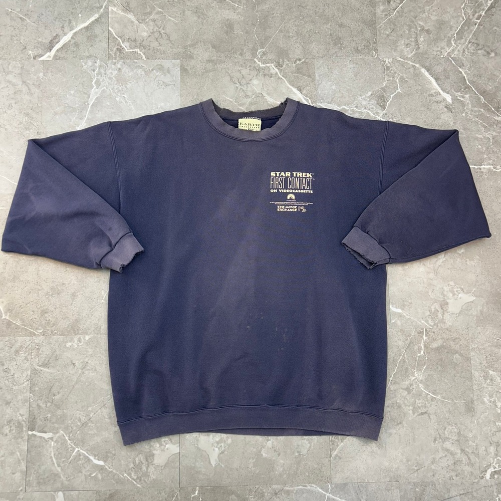 90s Vintage Star Trek Sweatshirt Mens XL First Contact Movie Promo Distressed